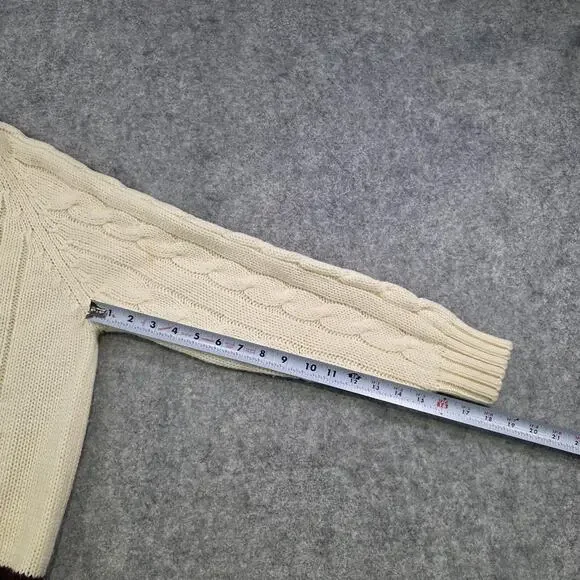VTG IZOD Lacoste Sweater Mens Large White Cable Knit V Neck Tennis Pullover 80s